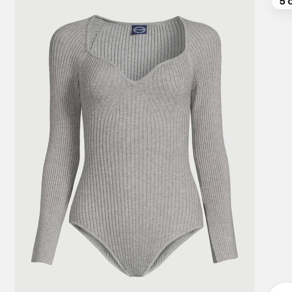 Scoop NYC Gray Ribbed Knit Bodysuit